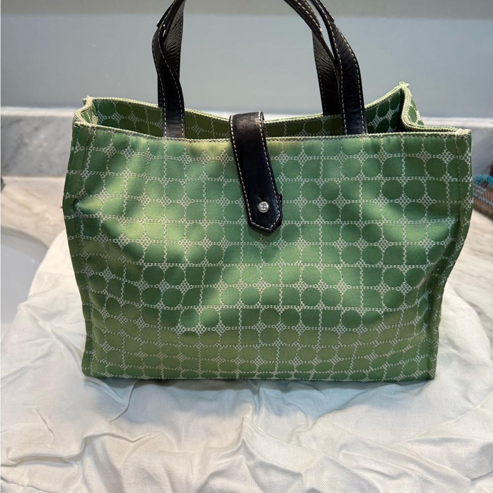 Kate Spade Green Geometric Tote with Black Handles